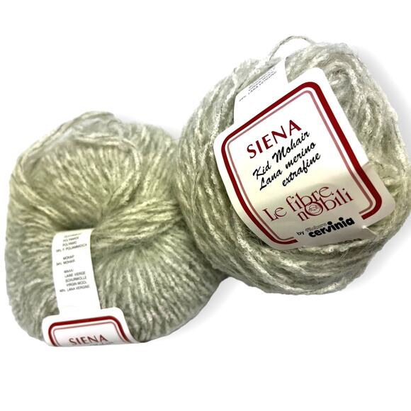 2 Skeins Le Fibre Nobili Siena Merino, Mohair WOOL Yarn 🧶 Green *Made in Italy* - Picture 3 of 6